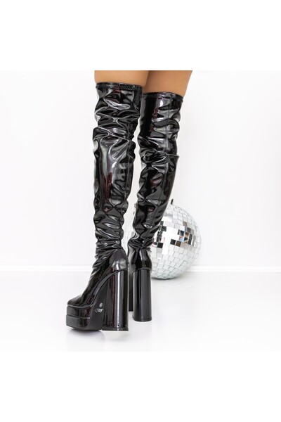 mei Cizme Dama cu Toc gros si Platforma 3XKK39 Negru