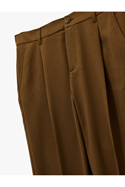 Koton Comfortable Fit Viscose Blend Pocketed Pleated Fabric Pants