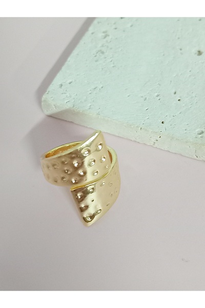 mos&more Steel Gold Cross Adjustable Stylish Ring