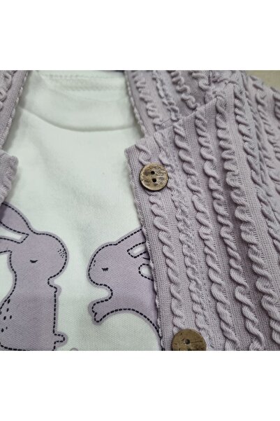 Uğur bebe 3-Piece 100% Cotton Hooded Cardigan Sweatshirt and Single Bottom Pants 3-Piece Baby Set Soft Textured,