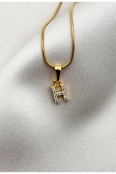 FIORA AKSESUAR H Harfi Kişiye Özel Zarif Altın Rengi Kararmaz Kolye - Kadın Takı