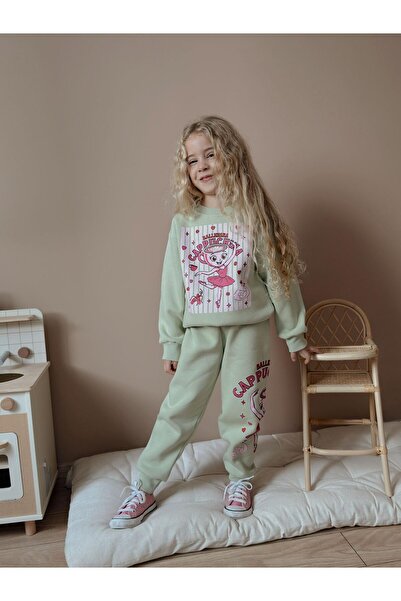 MİLAYS LİFE HOME COLLECTİON Girl's 3-Thread 100% Cotton Thick Combed Cotton Colorful Winter Tracksuit Set