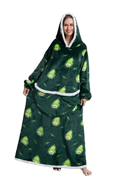 TillyBilly Extra long sweatshirt blanket with hood, sleeves and pockets, one ...