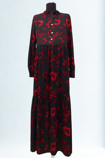 Mamara Hamile ve Emzirme Özellikli Uzun Elbise – Uzun Kollu, Viskon Pamuk Kum...