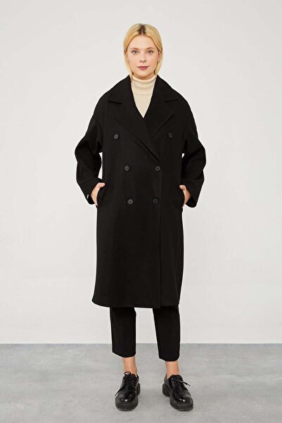 Levidor Black Oversized Unlined Cashmere Coat