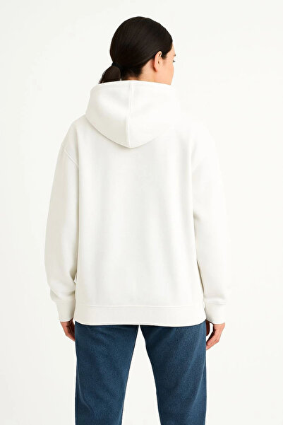 Ghetto Giyim Women's Samurai Ninja Double Hooded Zip Zippered Kangaroo Pocket Hoodie Mask Detailed Sweatshirt - White