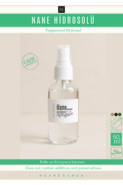 Doğal Nane Hidrosolü 50 ml Cam Sprey Şişe - Natural Mint Hydrosol 50 ml Glass Spray Bottle