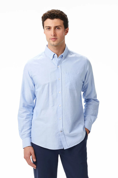 Nautica Ανδρικό πουκάμισο μπλε κλασικής εφαρμογής