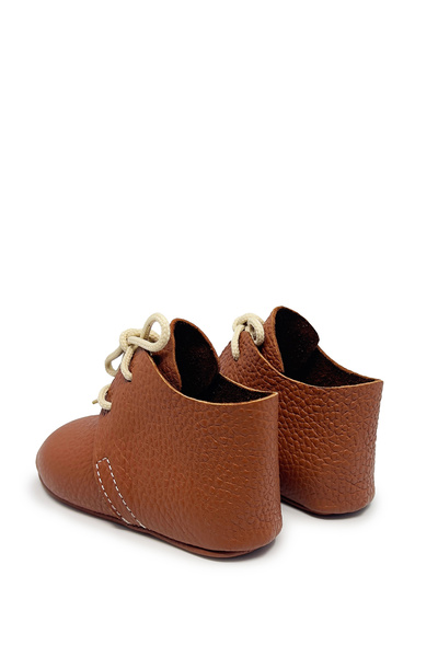 Torun Kids 100% Leather Laced Tan Color Baby Shoes First Step Baby Booties