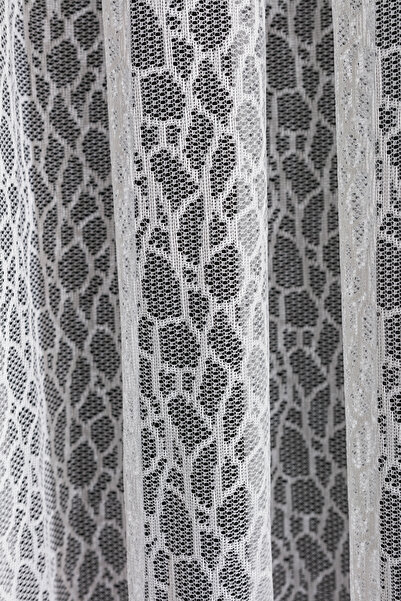 LUNETT HOME Rare Pleated 1X2 Tulle Curtain with a Pattern for Living Room, Balcony, Kitchen Tulle