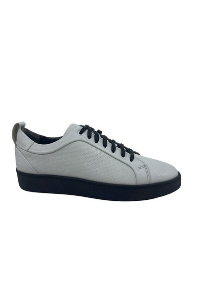 Papuccu White Needle Printed Leather Sneaker