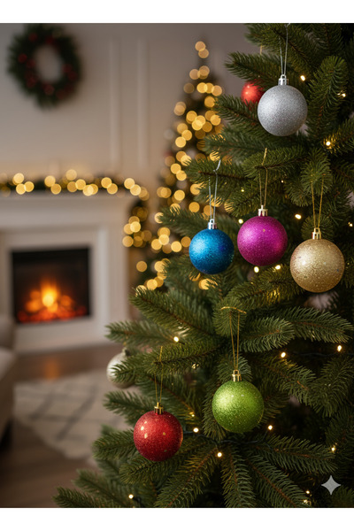 DODOMAR 6 قطع من زينة شجرة عيد الميلاد (6 سم) - مجموعة من 6 ألوان مختلفة لتزي...