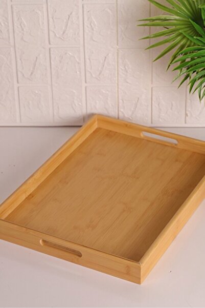 Homerest Bambu Sunum Tepsisi, 38x25cm Doğal Ahşap Bambu Servis Sunum Tepsisi