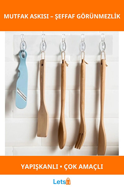 Letsii Transparent Adhesive Multi-Purpose Kitchen Hanger
