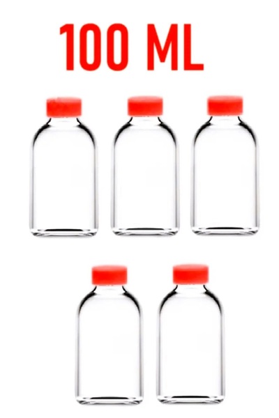 junibeliw 5Pcs 100ml Shot Ginger Bottle Glass Bottle Red Cap Cologne Fragrance Ornament Small Glass Bottle 5X100Ml