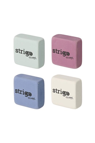 Strigo Gumă de șters Strigo, forma patrata. 4 culori set mix