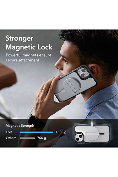 ESR Air Armor Halolock MagSafe Case for Apple iPhone 14 Plus/15 Plus Transparent/Black