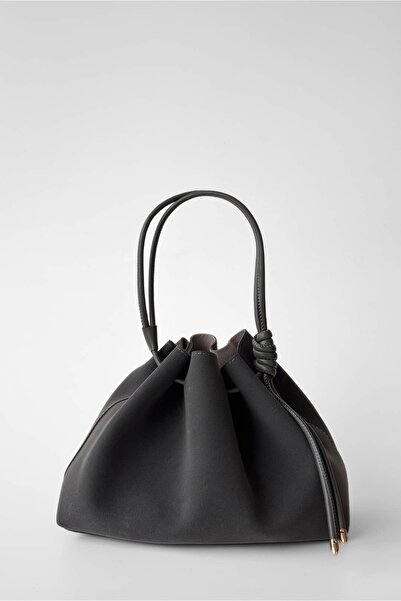 Yuka Atelier Suede Neva Ruched Detail Crossbody and Handbag with Puppy Bag