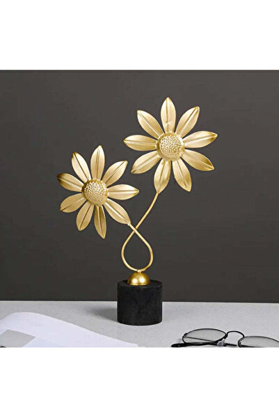 OEM Metal figurine with leaves, gold, black base, 29x24x6 cm