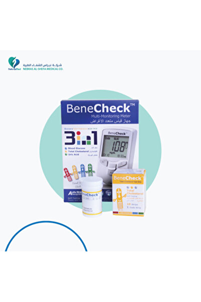 BeneCheck جهاز قياس الكوليسترول 3 في 1 مع شرائط اختبار الكوليسترول 10/علبة