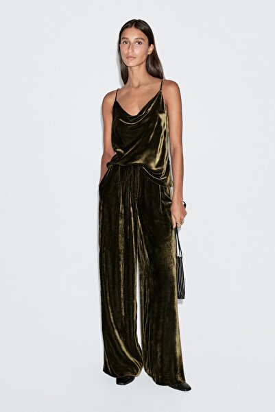 Massimo Dutti Drapeli kadife top