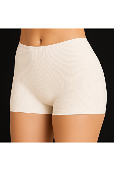 İlke Underwear Kadın 3lü Ribanalı Modal Şort (Krem)