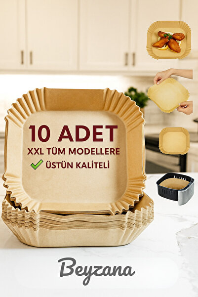 BEYZANA 10 Pieces Airfryer Baking Paper XXL Greaseproof Paper Compatible with All Brands