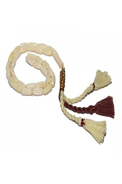 Eagal مسبحة كهرمانية أسطوانية زخرفية بلون العاج (33 حبة)