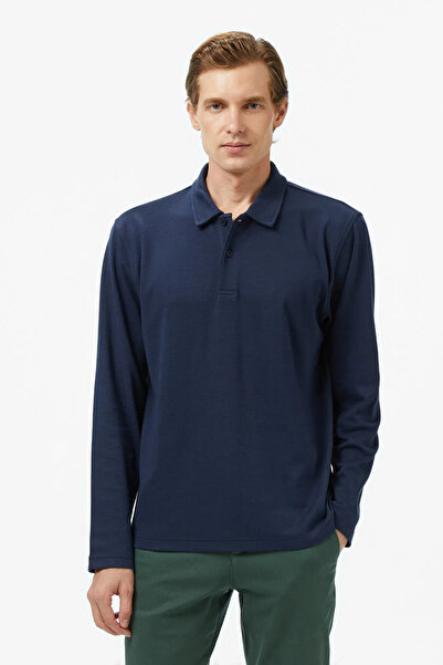 Nautica Men's Navy Blue Classic Fit Long Sleeve Polo Neck T-Shirt