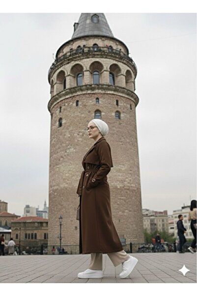 YILMAZBARMAZ Women's Double-Breasted Belted Trench Coat