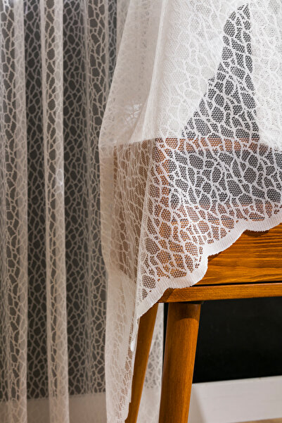 LUNETT HOME Rare Pleated 1X2 Tulle Curtain with a Pattern for Living Room, Balcony, Kitchen Tulle