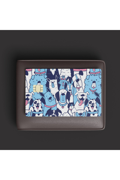 ACME LABS Credit Card Sticker Skin - Dogs Background Pattern Skin - Small Chip