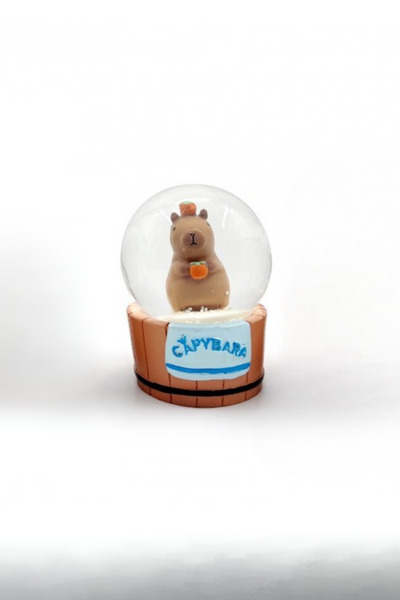 Party City Sevimli Capybara Işıklı Küçük Kar Küresi 9 cm – Dekoratif Hediye v...