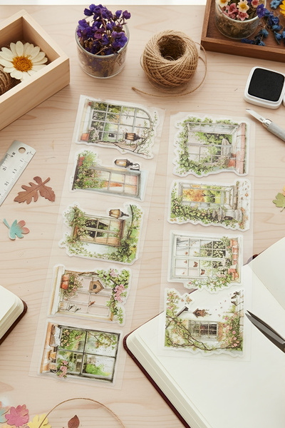 Kolbi Craft 8 قطع من ملصقات النوافذ الشفافة لدفتر الملاحظات والسكرابوكينغ وال...