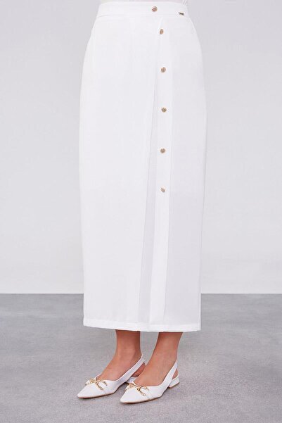 Levidor Λεπτομερής φούστα με κουμπιά εκρού