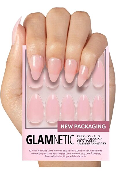 Glamnetic أظافر كلاود 9 اللاصقة، متوسطة الحجم، مدببة على شكل لوز، شبه شفافة، ...