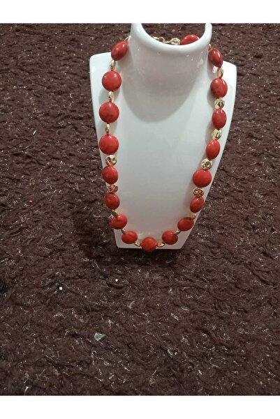 golden takış Red Lameli Necklace