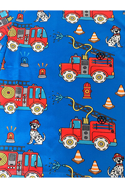 Moni Boy's Stretch Fabric Combed Cotton Quality Fire Brigade B Printed Pajama Set