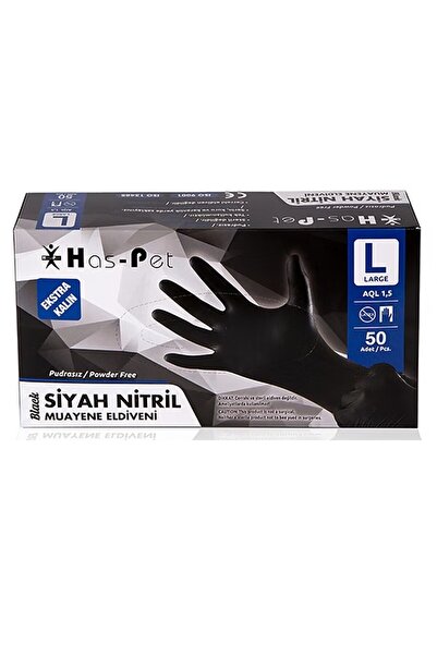 Has-Pet Black Nitrile Gloves Extra Thick - Size L - Pack of 50