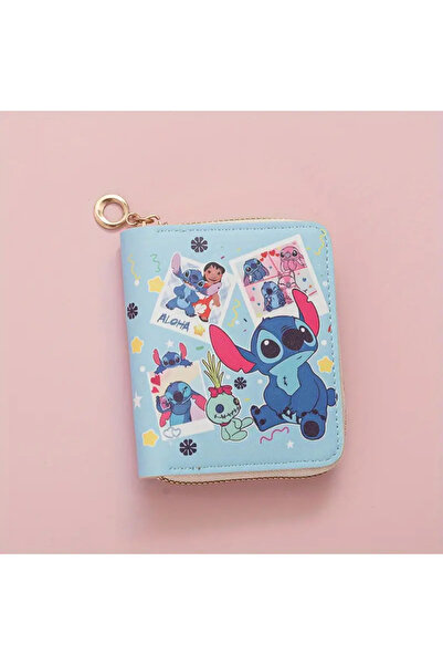 darko Stitch Sevimli Cüzdan Çocuk Mavi Çocuk Fermuarlı Stich Stic Cüzdan - Stitch Çocuk Cüzdanı