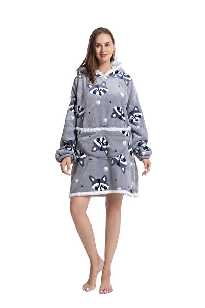 TillyBilly Patura hanorac cu maneci, gluga si buzunare, model RACOON