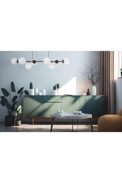 Other SIENA BLACK HANGING LAMP 8-FLAT WHITE LAMPSHADE E14