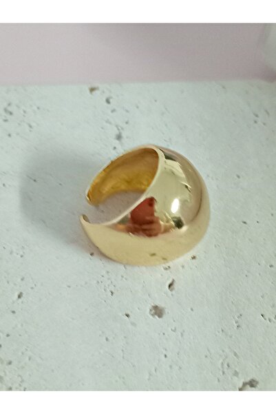 mos&more Steel Gold Ball Adjustable Stylish Ring