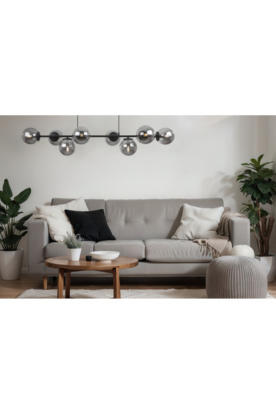 Other SIENA BLACK HANGING LAMP 8-FLAT GRAPHITE LAMPSHADE E14