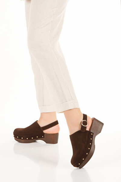 PASSAGE SHOES Women's Genuine Leather Clogs Sandals 6314 Brown Suede