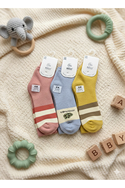 Gulmira Trend Havlu Bebek Çorap Renkli 3 Set