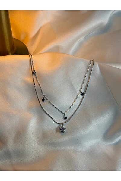 Zek Store قلادة نسائية على شكل نجمة مزدوجة