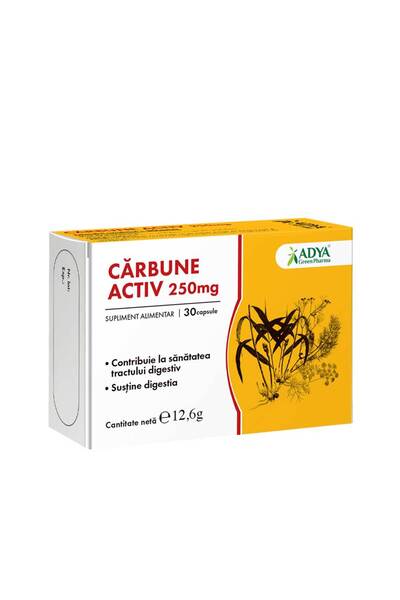 ADYA GREEN PHARMA Cărbune activ 250 mg - 30 capsule -