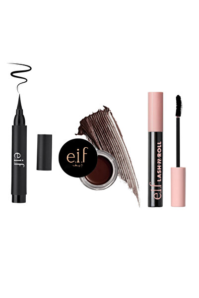 eif مجموعة تحديد العين الاحترافية Mascara + Eyeliner + Brow Gel لإطلالة رموش مرفوعة وخط آيلاينر دقيق