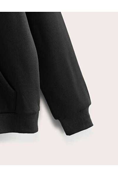 Relax family xf Men's Thick Black Hooded Three Thread Sweatshirt Hoodie Cotton